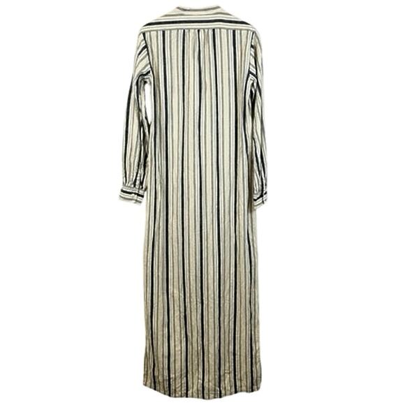 NILI LOTAN Tangier Galabia Dress New Moroccan Stripe 3 Print Linen blend Size M - Picture 11 of 13